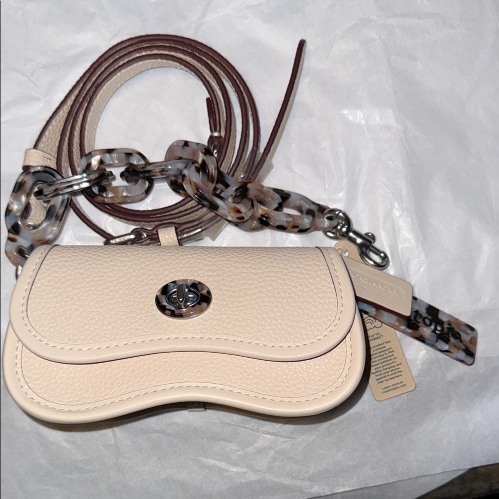 Coach Cream Crossbody Bag with Brown Strap